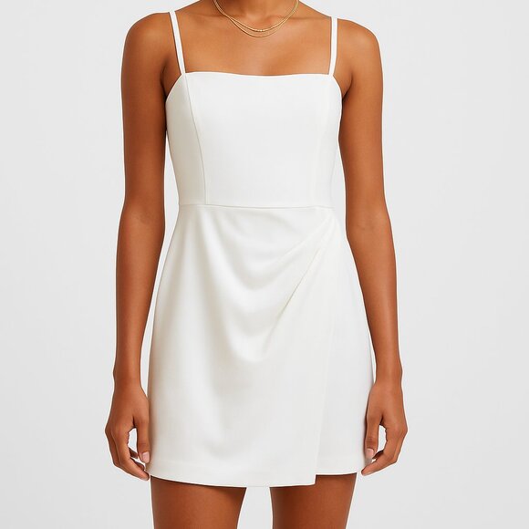 French Connection Whisper Straight Neck Strappy Dress – Summer White, Size 8 - Picture 1 of 6